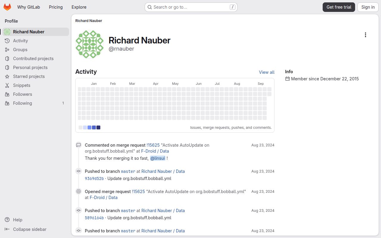 GitLab profile of rnauber